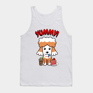 Cute brown dog is having coffee and cake Tank Top